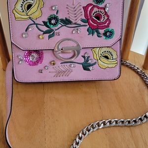 TopShop Mini Pink Faux Suede Crossbody Bag